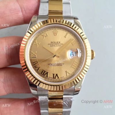 Rolex Datejust II 2-Tone Gold Roman Markers Watch Oyster Band